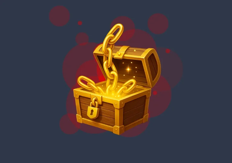 Open treasure chest releasing glowing golden chain links, symbolizing valuable internal links