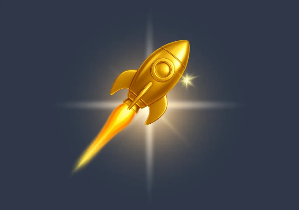 🚀 Golden rocket taking off — symbol of quick action and moving forward.